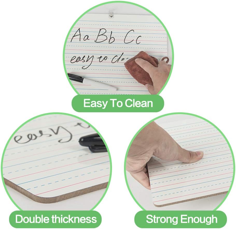 Grope Dry Erase Lapboard Portable Learning Board, Double Sided, Lined/Plain Writeboard Mini Lapboards with Black Marker for Students 9x12 inches Set of 1 : Office Products