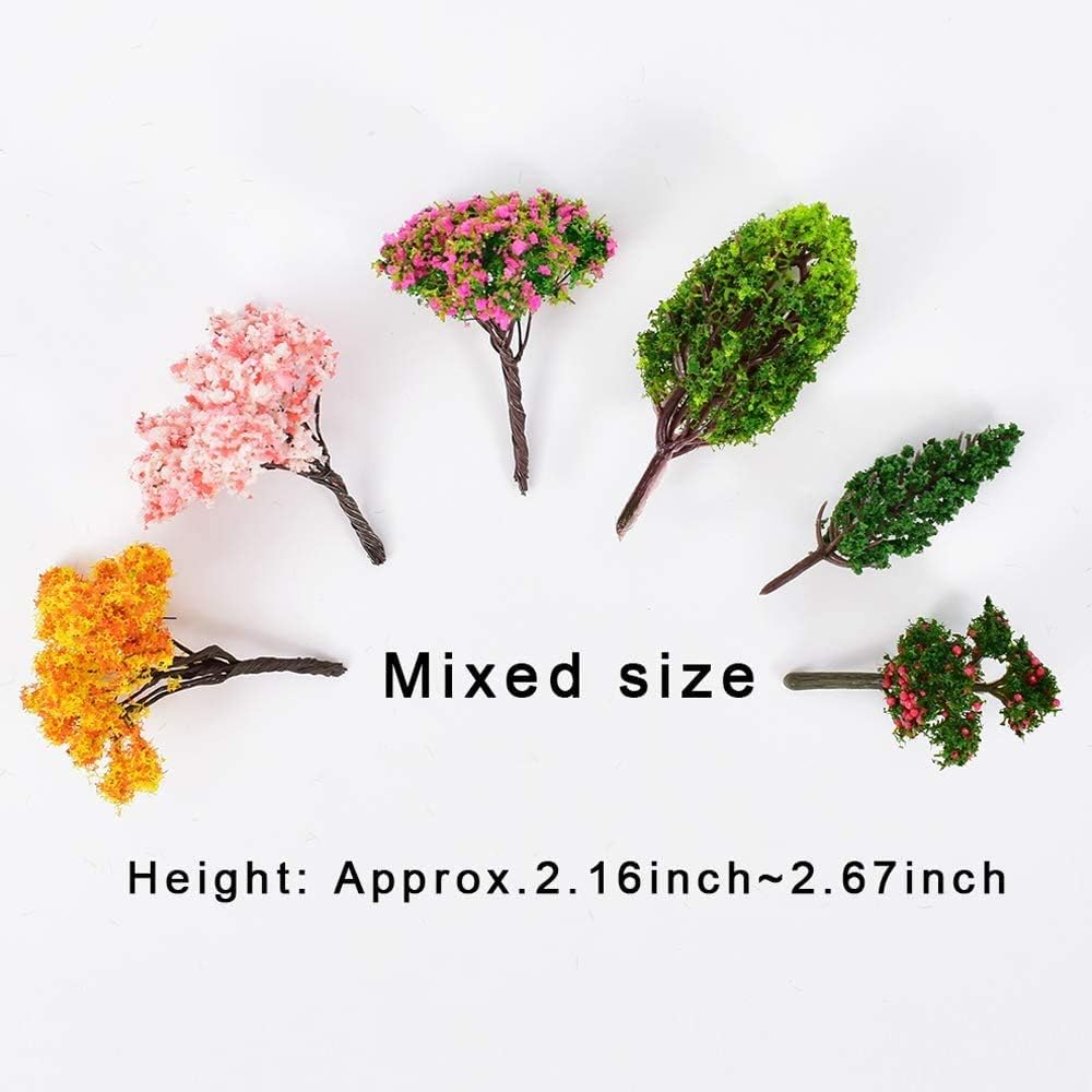HUIANER Miniature Garden Tree Mini Model Trees Decor Mix Size Tree DIY Craft Garden Ornament (12 Pcs Mix Color) - Image 3