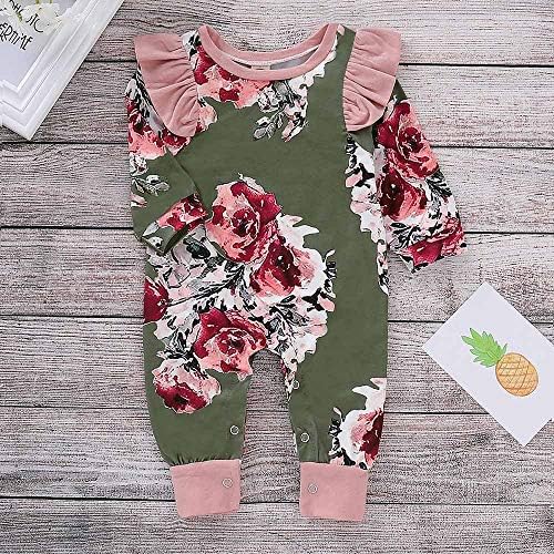 Day8 Combinaison Bebe Fille Hiver Pyjama Bebe Fille Naissance 0 24 Mois Automne Grenouillere Vetements Manteau Fille Manche Longue Body Barboteuse Combipilote Jumpsuit Fleur