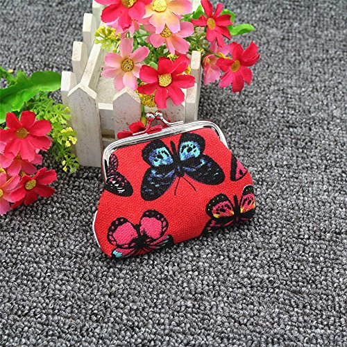 Simayixx Women's Butterfly Small Wallet Card Holder Coin Purse Clutch Bag Handbag (One Size, Red)
