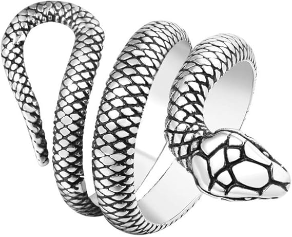 Amazon Rockyu 指輪 メンズ フリーサイズ シルバー ブラック ヘビ 蛇 スネーク リング 仕上げ チタン指輪 厄除け 幸運 お守りリング カッコいい 蛇形 フリー ヒップホップ ファッション アクセサリー リング 通販