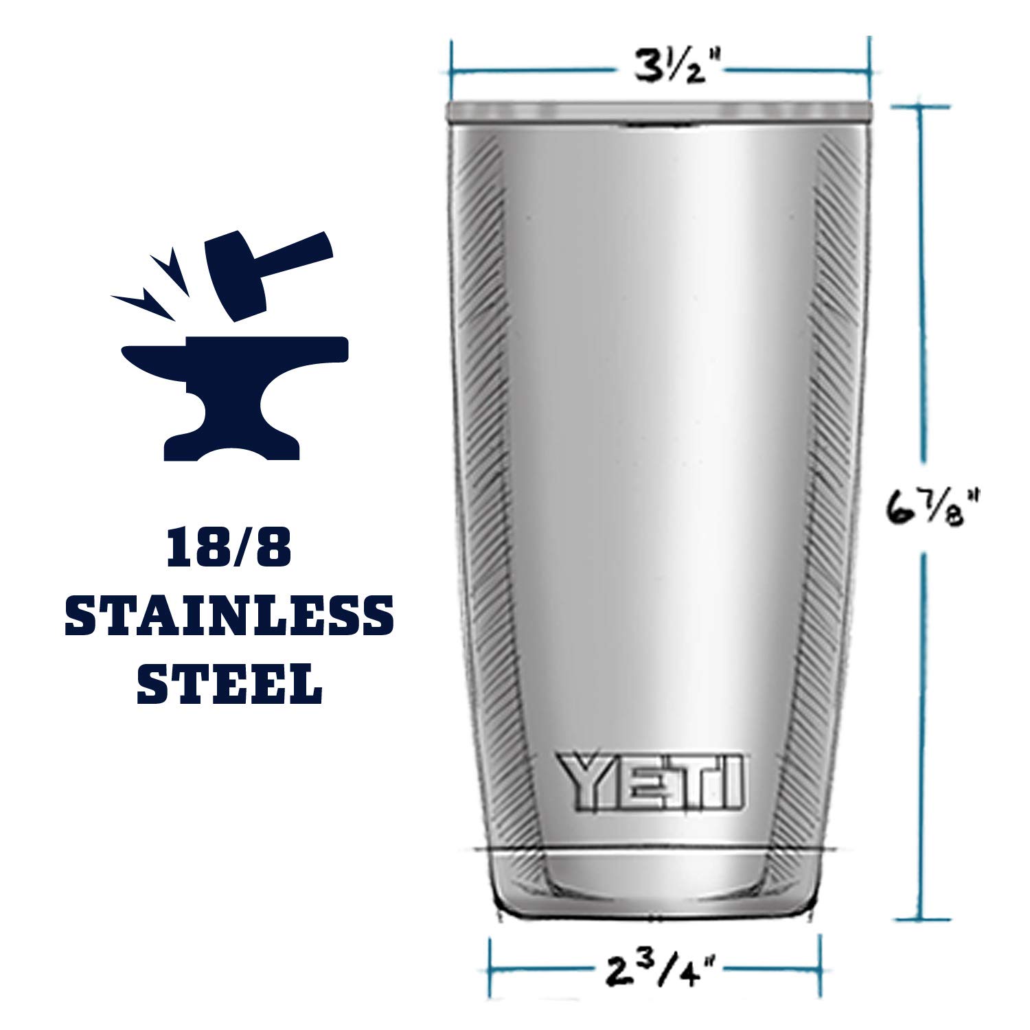 YETI Rambler 20 oz Tumbler Stainless Steel Vacuum Insulated MagSlider Lid