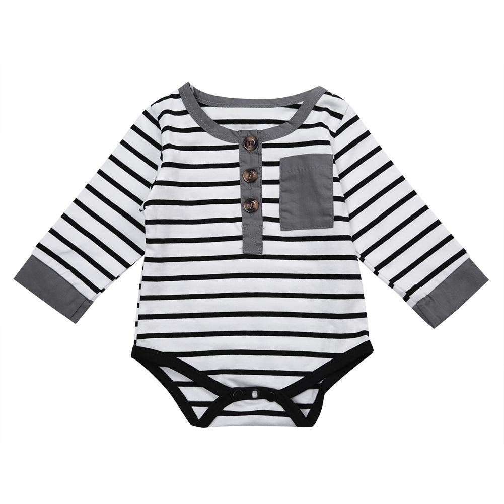 black and white striped baby romper