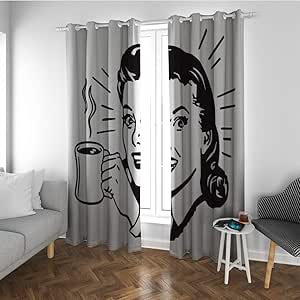 Linhomedecor - Cortina para café o recámara, diseño de chica de café