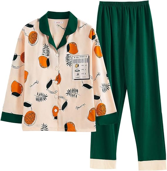 Amazon Goso パジャマ レディース 長袖 ルームウェア レディース 部屋着 レディース 上下セット 前開きシンプル 大人 女性 女の子 少女 可愛い Vネック 衿付き ポケット付き 暖かい 吸汗 通気 肌に優しい 部屋着 寝間着 便利服 旅行 寝巻き 春秋冬 パジャマ ルーム