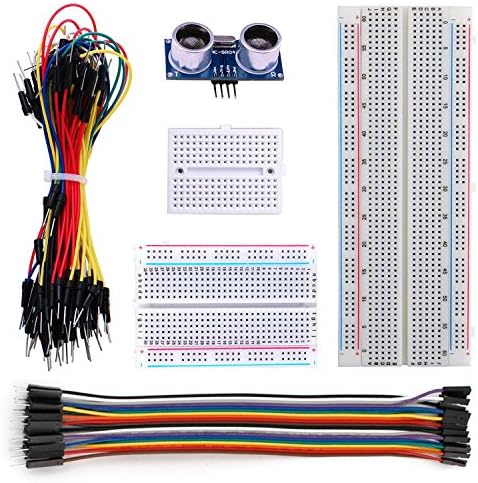 Arduino Kit with HC-SR04 Ultrasonic Sensor Distance Sensor &amp; Solderless Breadboard 170 Point 400 Point 830 Point &amp; Jumper Wires Male to Male 65pcs &amp; Male to Female 20pin by DingMai