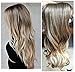 17 Inches 120grams Synthetic One Piece Half Head Wavy Curly Ombre Clip in Hair Extensions(Col. Ash brown/sandy blonde))