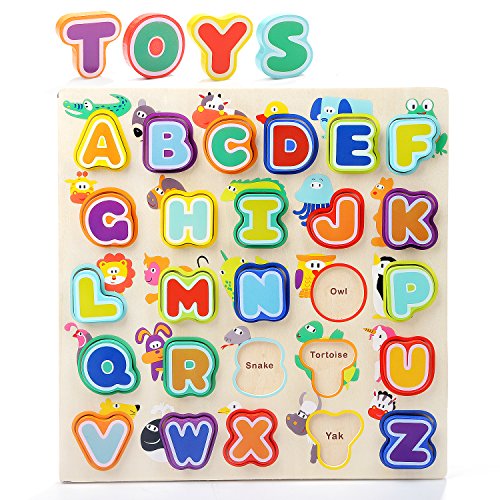 Toddler Alphabet Puzzle Board Wooden ABC Puzzles Educational Toys Baby Learning Letter Blocks