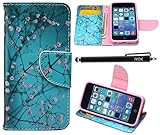 iPhone 5C Case, iPhone 5C Case Wallet, iYCK Premium PU Leather Flip Folio Carrying Magnetic Closure Protective Shell Wallet Case Cover for iPhone 5C with Kickstand Stand - Plum Blossom
