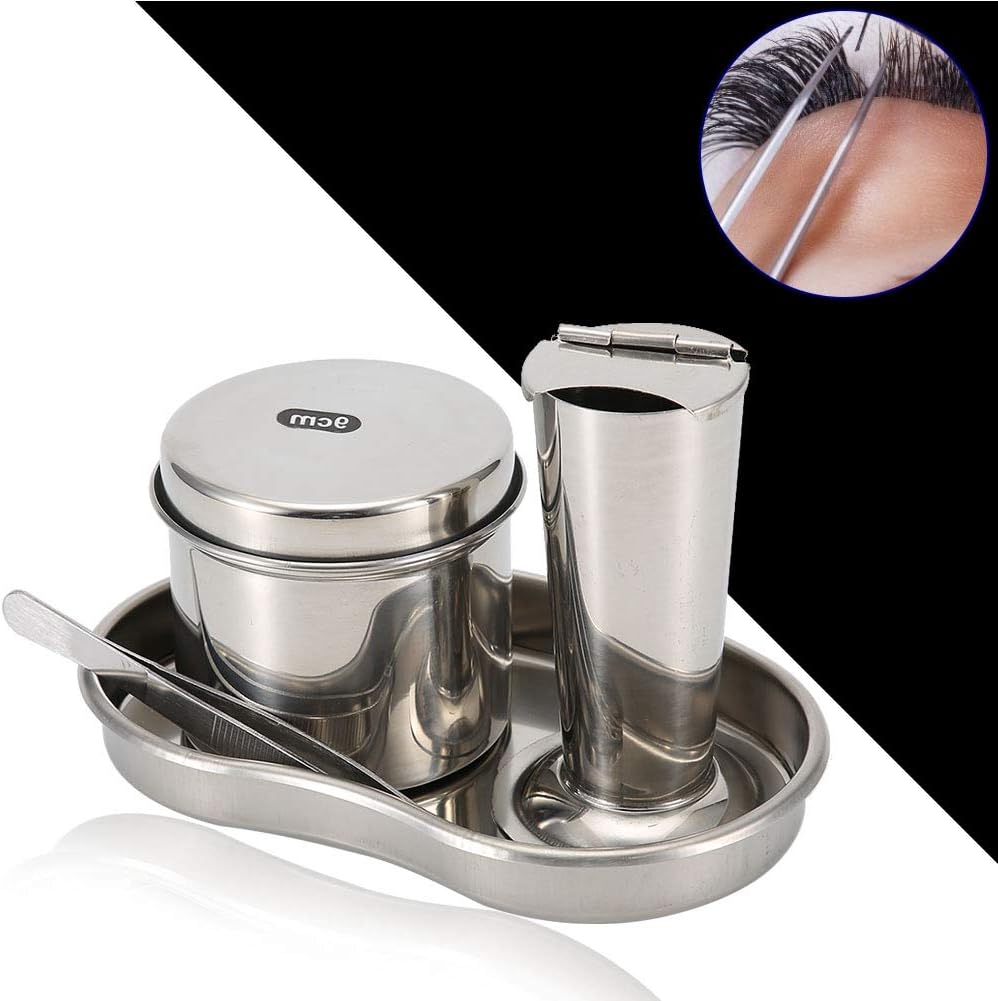 Tattoo Disinfection Kit, Stainless Steel Durable Sterilizer Tool Kits, 4 Pieces Fully Equipped Disinfection Kit Inclued Tweezers Tattoo Tray Cleaning Barrel Tattoo Sterilization Tank (M) - Image 3