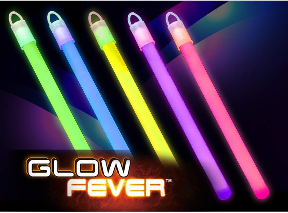 Glow Fever Glow Sticks Bulk, 6" Glow Wands with End Caps & Lanyards