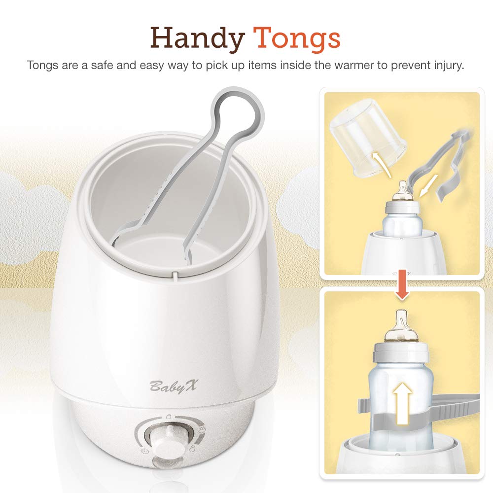 BabyX Fast Bottle Warmer For Breastmilk, Infant Formula, Baby Food Heater Quickly Warm and Sterilizer, Sanitize Pacifiers and Fits Most Bottle Size [Built-in Smart Temp. Controller] : Baby
