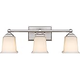 Tawson Nox Vintage 3-Light Vanity Light Modern Wall Sconce Lighting Brushed Nickel with White Glass Shade for Bathroom, Hallw