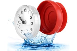 POMYA Bathroom Clock, Suction Cup Wall Clock Bath Shower Clock for Kitchen Bathroom (Red)