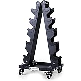 LIONSCOOL Premium Solid Steel Dumbbell Rack Stand Only, A-Frame Portable Weight Storage Organizer with Tray and Wheels, Perfe