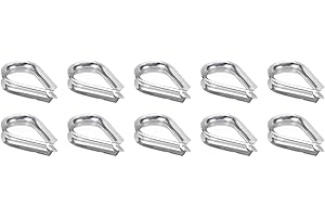 PATIKIL M5 316 Stainless Steel Thimble for 3/16" Dia Wire Rope Cable, 10 Pack 5mm Thimbles Rigging for Lifting Hanging Securi