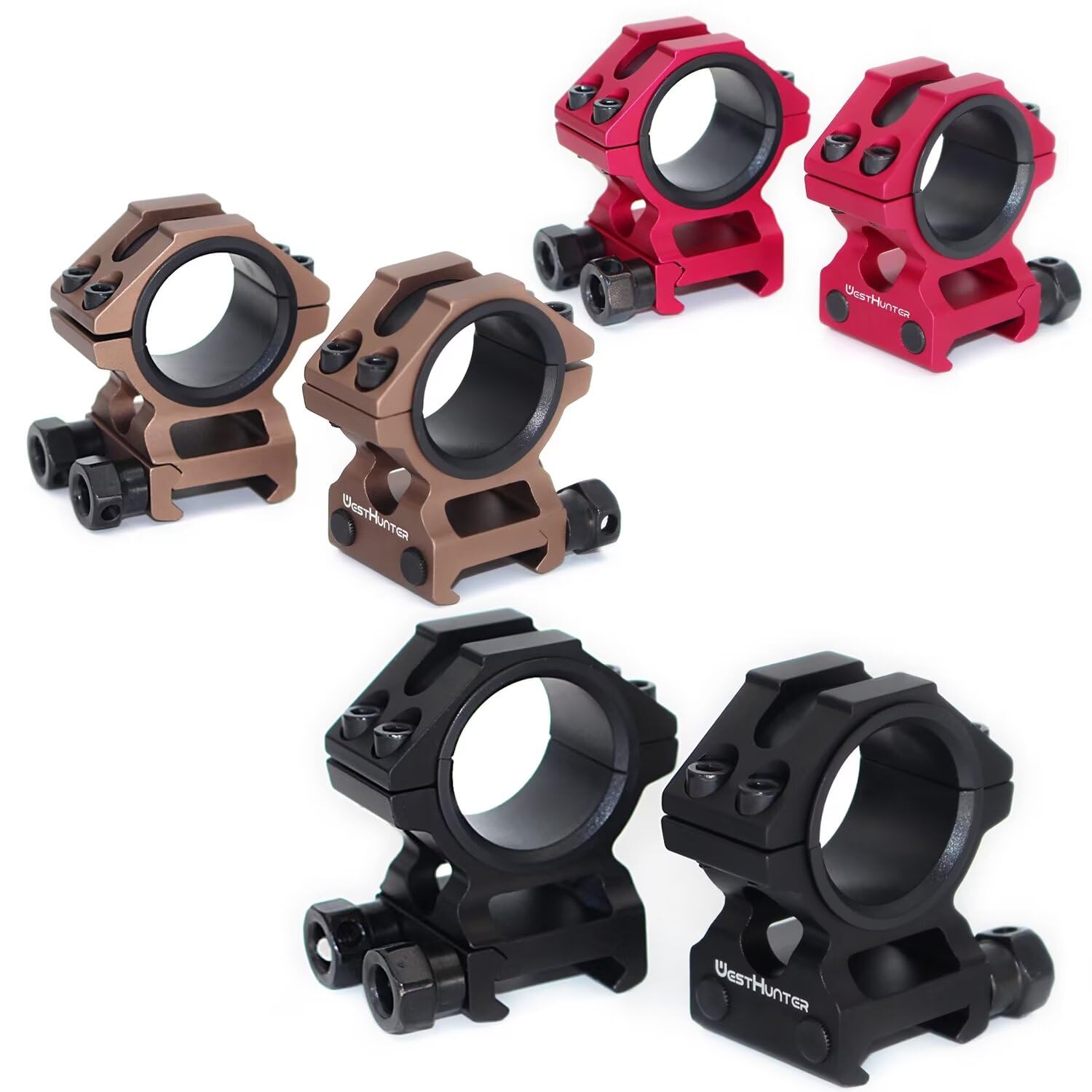WestHunter Optics Picatinny Scope Rings, 1 Inch 30 mm Tactical Precision Scope Mount | 29 mm Center Height, 3 Sets