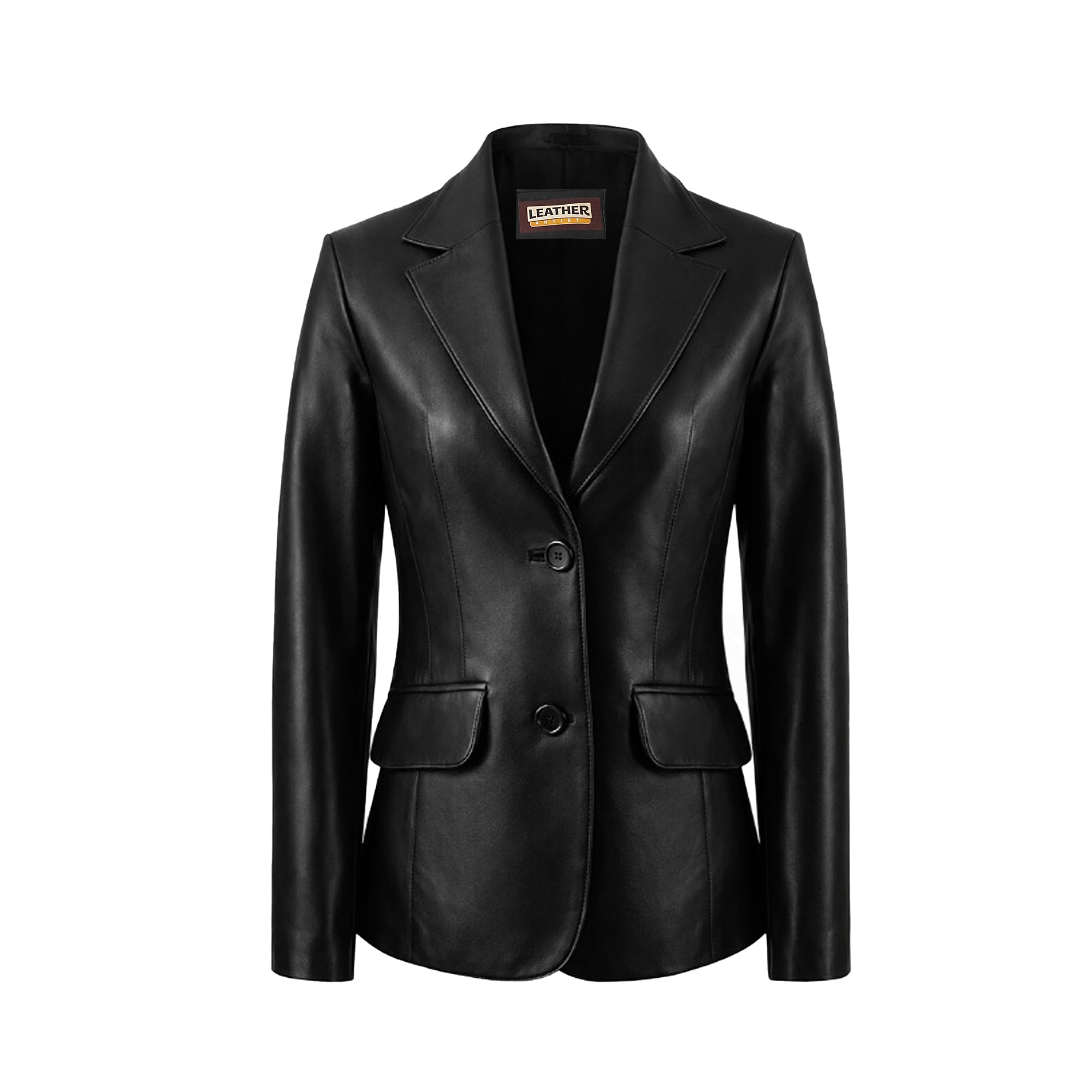Photo 1 of Leather Artist Everyday Leather Blazer Women Genuine Lambskin Leather Jacket Coat (LA-LC-Blk-S)