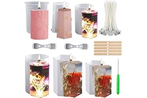 NICAVKIT 6Pcs Silicone Cylinder Candle Molds Set for Candle Making, Pillar Candle Mold, 3D Hexagonal Silicone Candle Mold, Epoxy Resin Casting Molds for for DIY Crafts,Candle Making