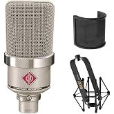 NEUMANN TLM-102 Large Diaphragm Studio Condenser Microphone (Nickel) with Suspension Shockmount &amp; Pop Filter