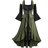 ROSE GAL Plus Size Renaissance Halloween Costume Medieval Irish Bell Sleeve Fairy Medieval Corset Dress for Women