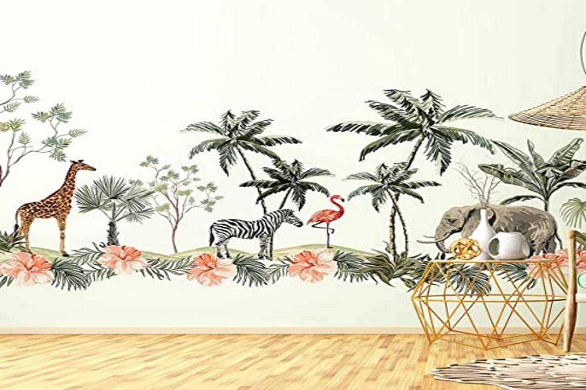 Kids Wall Stickers - Baby Room Decoration - Kids Wall Stickers - African Animals Wall Sticker - Giant Jungle Wall Sticker - H135 x W120 cm