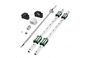 ANWOKIT HGR20-1200mm Linear Slide Rails + 1PCS SFU1605-1200mm Anti-Reverse Ballscrew with BF/BK12, Nut Housing, Coupling with 4pcs Bearing Block Linear Guide Rail Set High Precision CNC Parts for CNC
