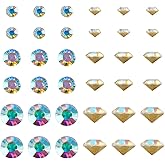 Fashewelry 1782pcs Pointed Back Faceted Glass Rhinestones 2mm/3mm/4mm Crystal AB Diamond Loose Stones with Gold Back for DIY Jewelry Making Replacement