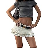SOLY HUX Women's Pleated Layered Ruffle Hem Skirt Low Rise A Line Mini Y2k Skirts