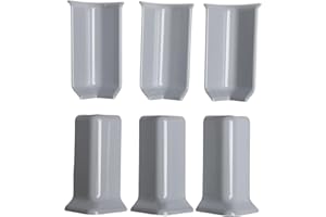 BlesConi Baseboard Corner 6-Pack, ABS Wall Base Cove Trim for 82mm Height Baseboards, 3 Inside + 3 Outside Corners(M Grey)