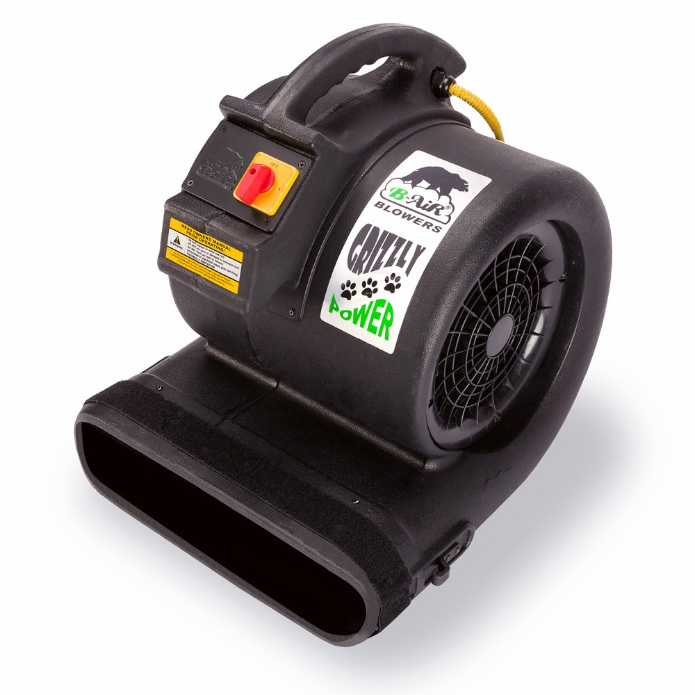 B-Air Grizzly GP-1 1 HP 3550 CFM Grizzly Air Mover Carpet Dryer Floor Fan for Water Damage Restoration and Pet Cage Dryer Black