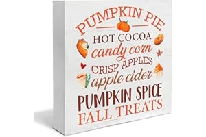YXSEZ Autumn Wooden Box Sign Home Decor Fall Square Wood Sign Desk Decoration Fall Pumpkins Wood Block Plaque Box Sign for Shelf Home Kitchen 5 x 5 Inches