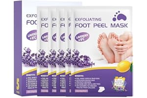 Dr.Pedi Foot Peel Mask (5 Pairs) Natural Exfoliator for Dry Dead Skin, Dry, Cracked Feet, Callus, Spa, for Baby Soft Skin Made with Lavender Extract Women and Men Peeling Exfoliating