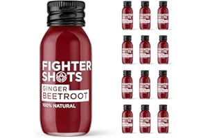 Fighter Shots Ginger + Beetroot (12x60ml) | 100% Natural | Perfect Morning/Post Workout Pick Me Up | No Preservatives | Fresh & Fiery Beetroot and Ginger Shots