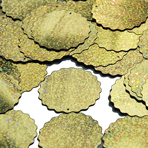 Couture Sequin Paillettes. Gold Hologram Glitter Multi Reflective Metallic Wavy 1 1/2