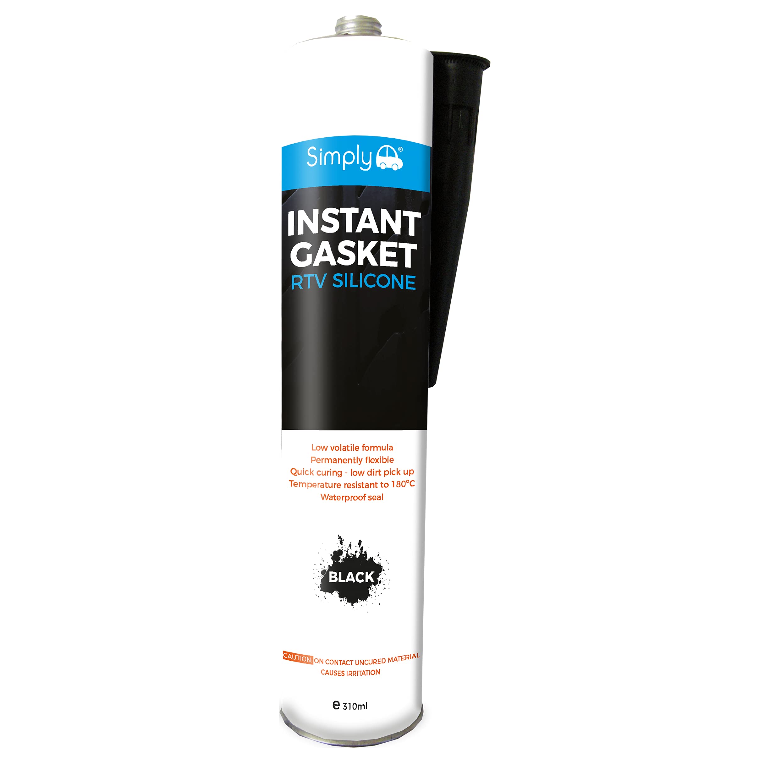 Simply SR-001 Black RTV Silicone Instant Gasket - Temperature Resistant up to 200 degrees - Easy to Apply - Waterproof Seal - Flexible - Low Dirt Pick Up (Packaging may vary)
