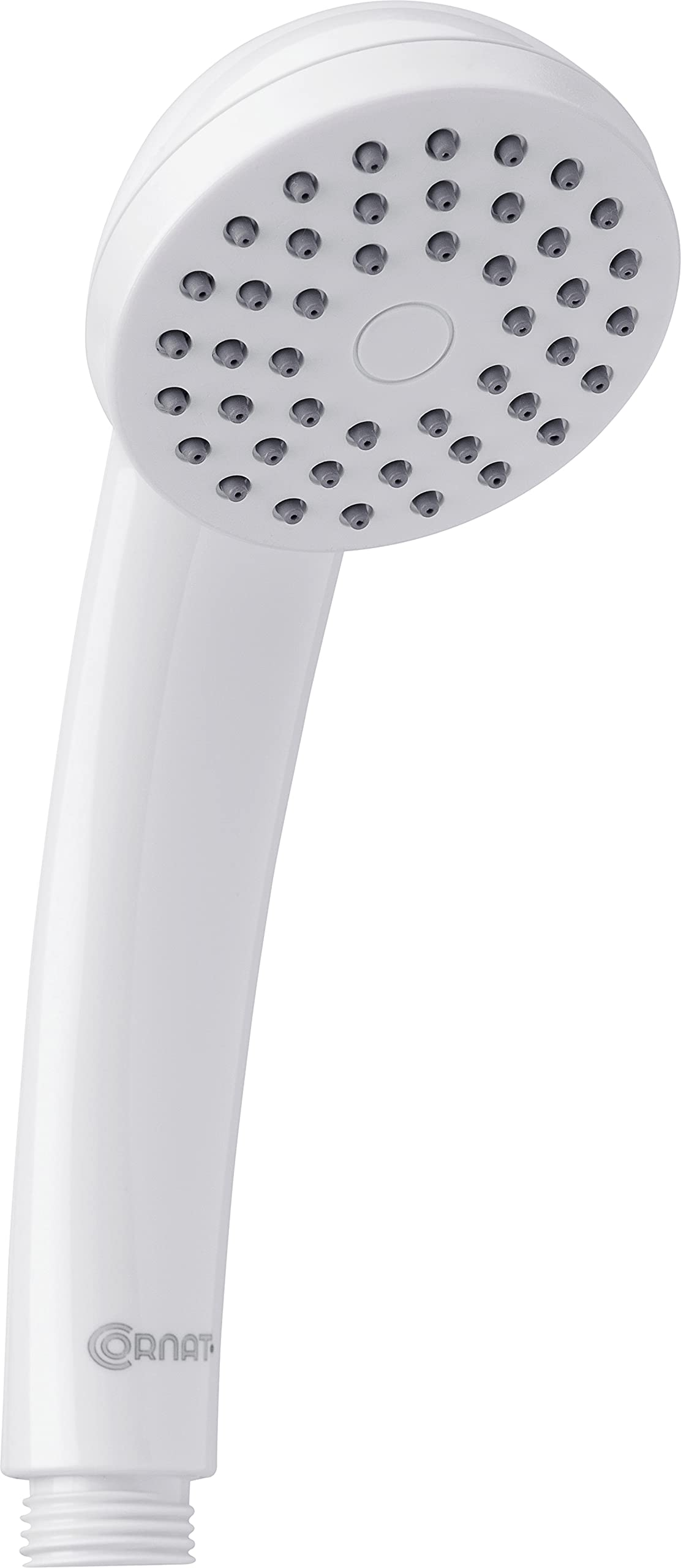 Cornat Amarela TECB3471 Hand-Held Shower Head, 67 mm Head Diameter, White, 1 Jet Type, Anti-Limescale and Water-Saving Insert, for Shower and Bath, Eco Shower Head