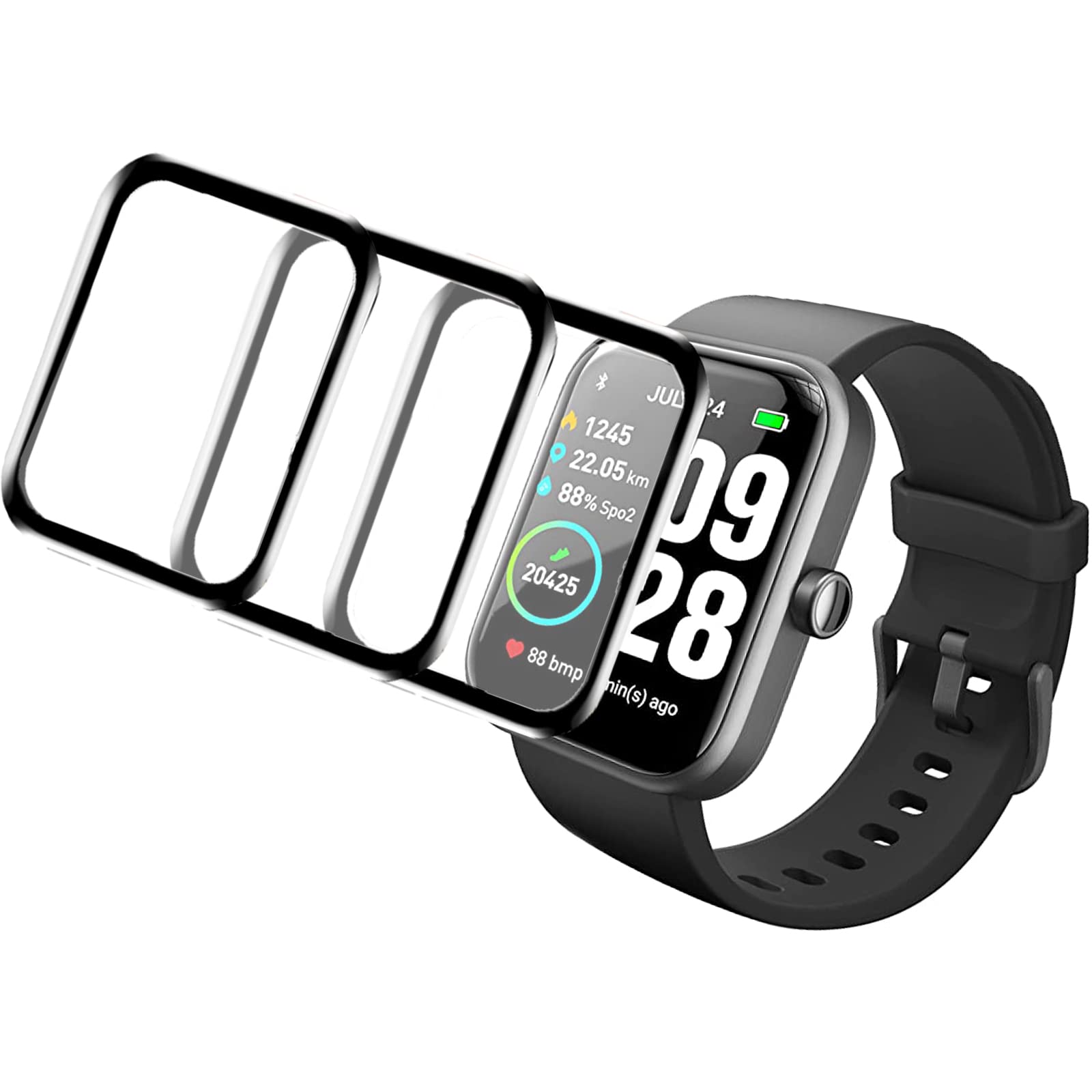 Giaogor Compatible for TOZO S2 Smart Watch Screen Protector, [3 Pack] 3D Full Coverage PET Soft Screen Protector Film Compatible for TOZO S2 1.69-inch Smart Watch (3 pack)