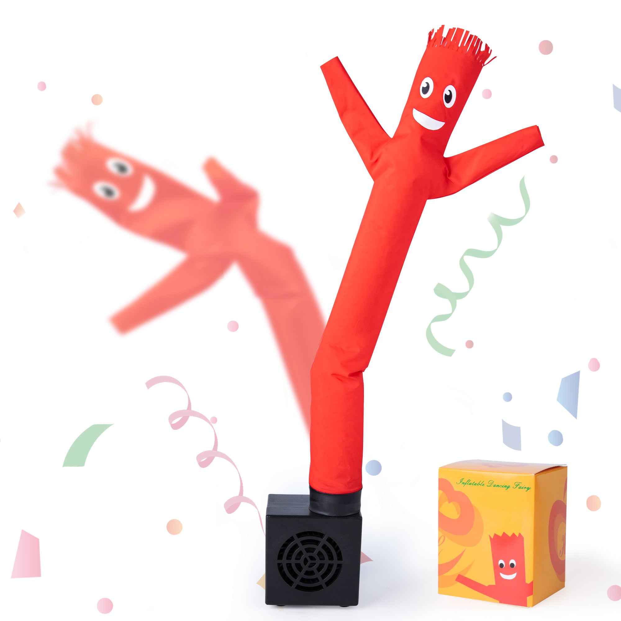Photo 1 of Gangban Mini Wacky Waving Inflatable Tube Guy, Desktop Mini Inflatable Tube Man with Blower Gag Prank Gift for Office Birthday Party-Red