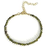 Withgenes 14K Gold Plated Beaded Gemstone Bracelets for Women Colorful Boho Natural Stone Bracelet Adjustable Cute Womens Jewelry Gifts