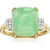 Ross-Simons Jade Ring With Diamonds in 10kt Yellow Gold