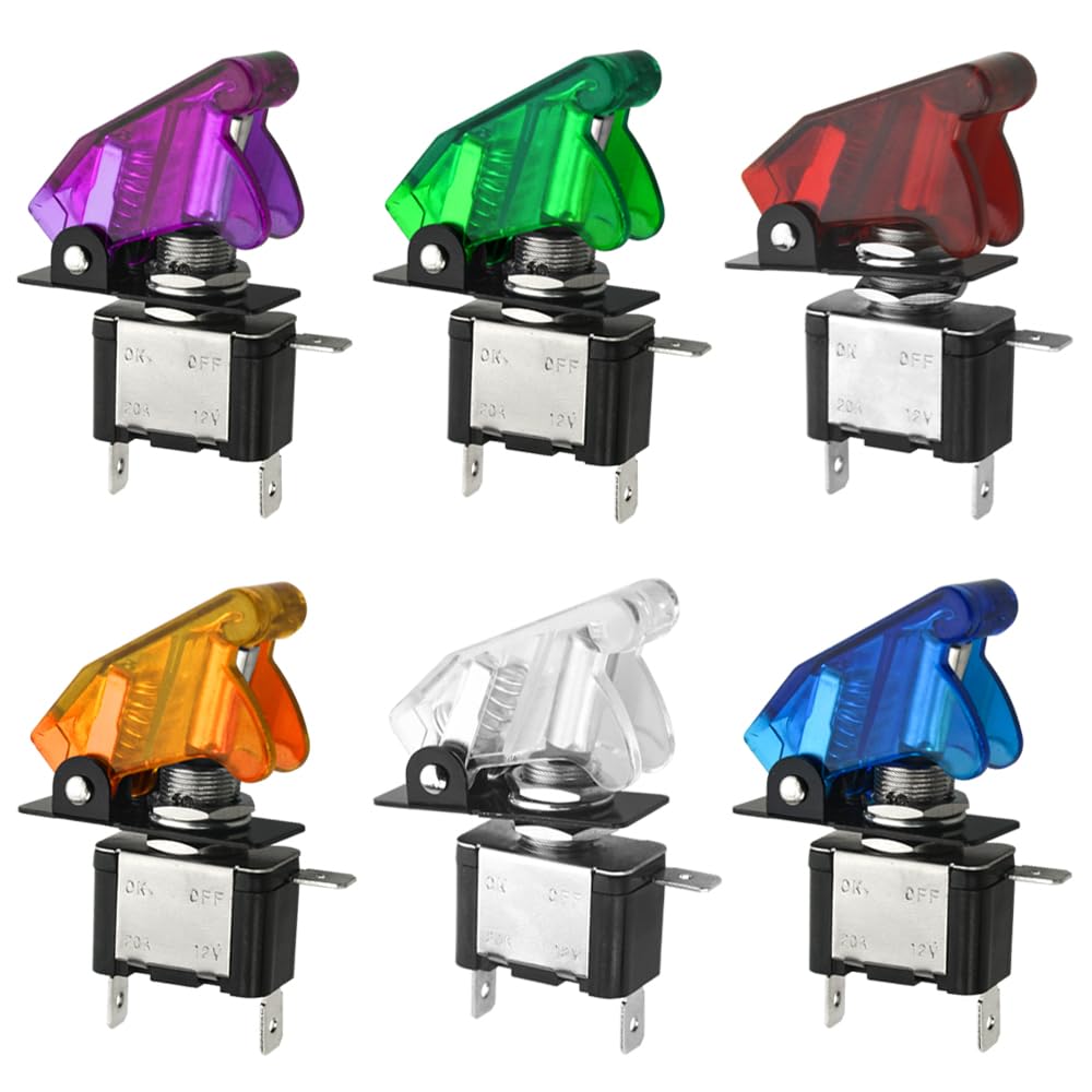 WMYCONGCONG 6 PCS Blue Red Green White Yellow Purple 12V 20A Light Emitting Diodes Toggle Switch Car On/off SPST Control