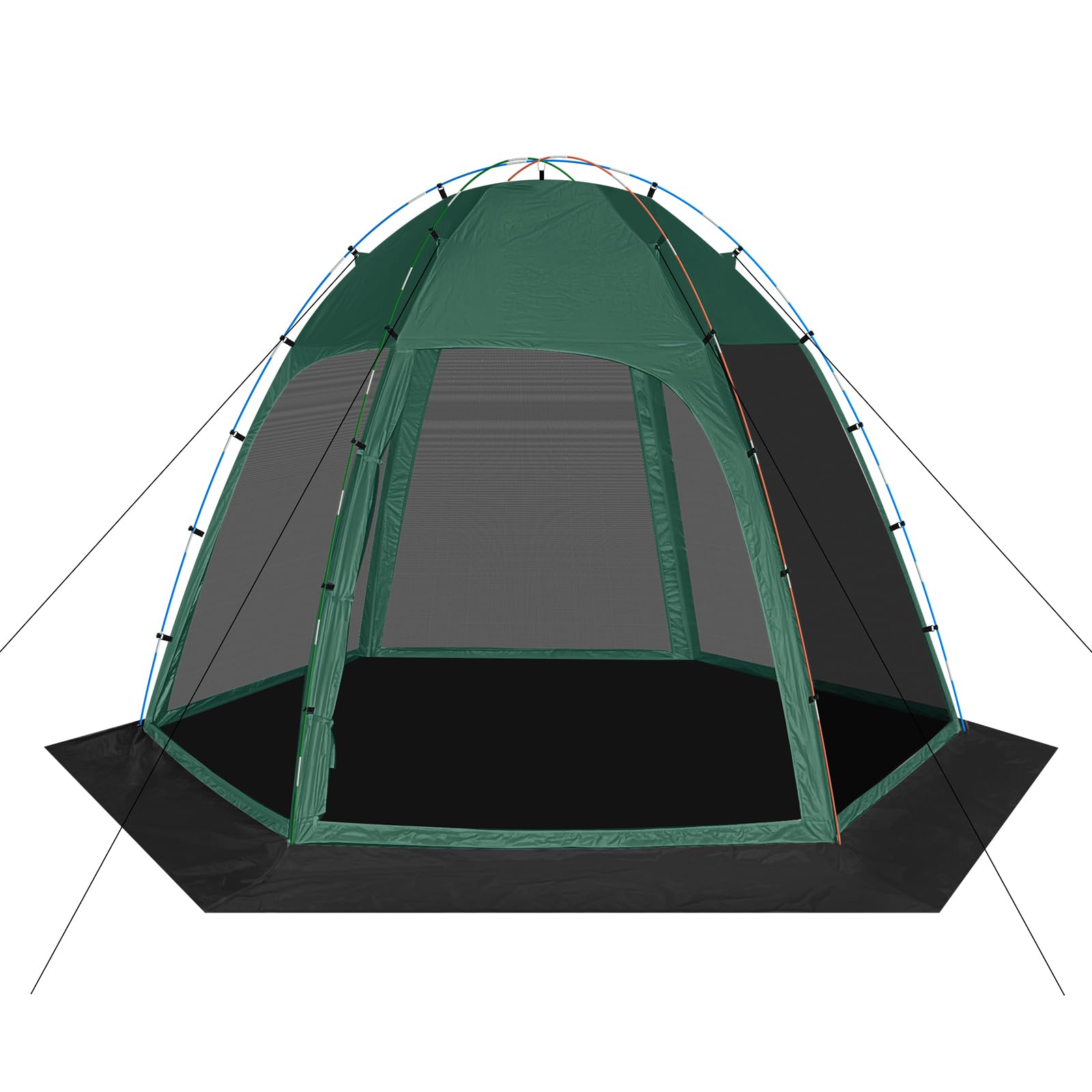 Photo 1 of Screen Tent with Removable Floor, Siebwin 11.8FT x11.8FT Six-Sided Gazebos with Mosquito Netting Sunproof Outdoor Canopy Tent for 6-8 People Family Backyard Party Outside Activities, Green