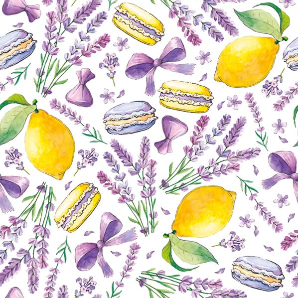 Daisy 3-Ply Spring Flowers Tissue Paper Napkins Serviettes for Decoupage Lunch 33cm x 33cm - Pack of 20 (Limes, Lavender and Macaroons)