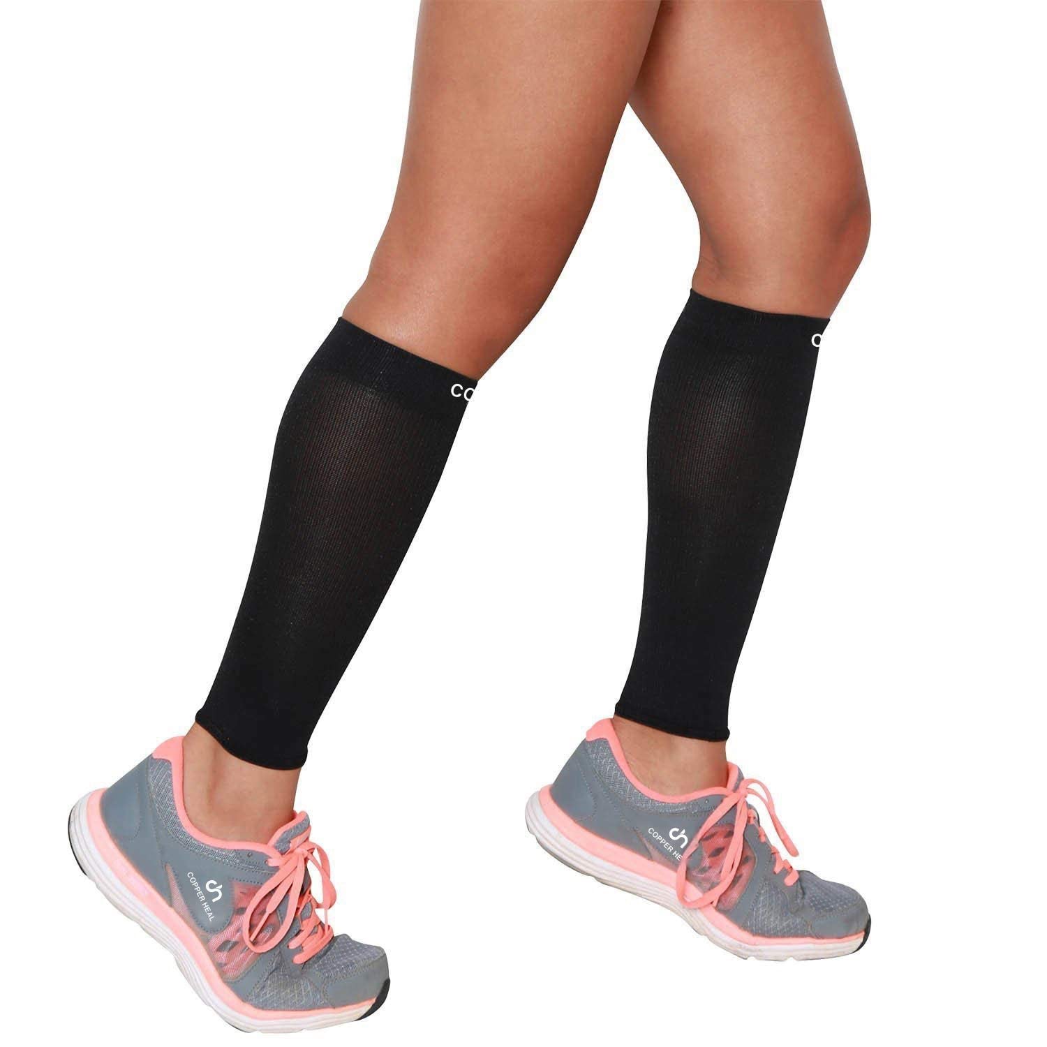 COPPER HEAL Calf Compression Socks for Women & Men (Pair) - Compression Sleeves Legs Sport Recovery Muscle Strains Shin Splints Sleeves Leg Guard Running Sock Marathon Maternity Flight