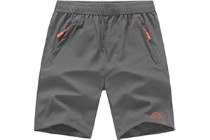 TBMPOY Men's Hiking Shorts Quick Dry Athletic Gym Workout Short with Zipper Pockets