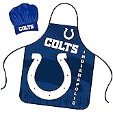 Mojo Licensing Indianapolis Colts Apron Chef Hat Set Full Color Universal Size Tie Back Grilling Tailgate BBQ Cooking Host
