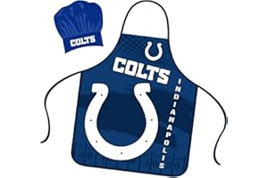 Mojo Licensing Indianapolis Colts Apron Chef Hat Set Full Color Universal Size Tie Back Grilling Tailgate BBQ Cooking Host