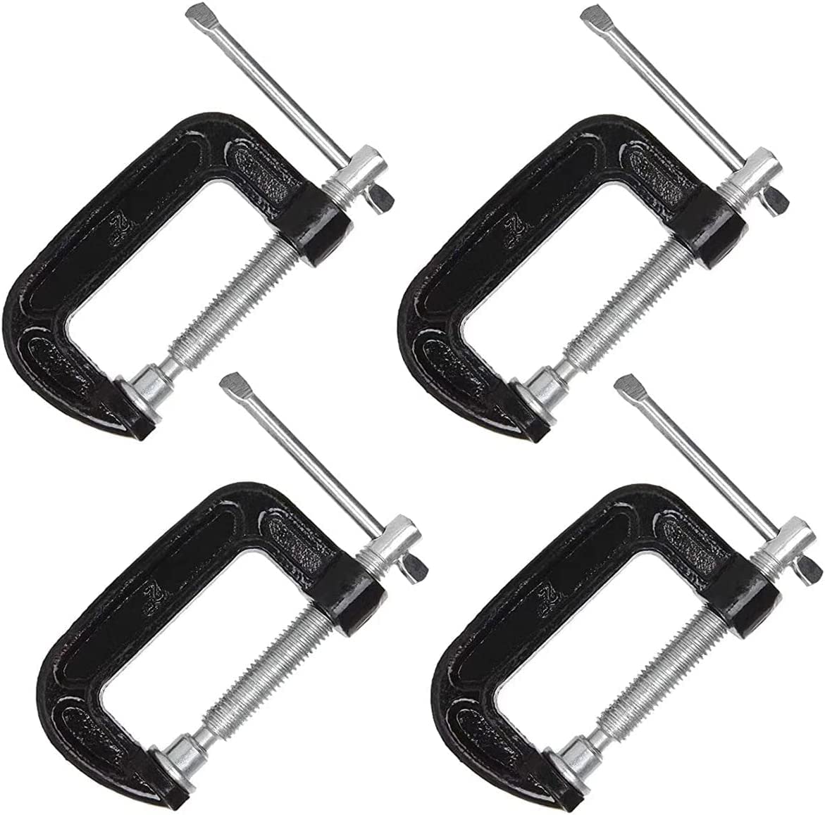 2 Inch C-Clamp Set, Heavy Duty Steel C Clamp Industrial Strength C Clamps for Woodworking, Welding, and Building(4PCs)