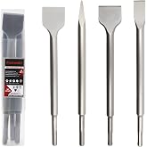 Keewaki SDS Plus Masonry Chisel Set &ndash; 4-Piece Heavy-Duty Chisel Bits for Hammer Drill &ndash; Includes Flat, Pointed &amp; Tile Chisel &ndash; Concrete, Tile Removal Tool